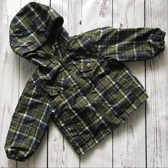OshKosh B'gosh Other - Oshkosh Reversible Green Plaid Hooded Jacket